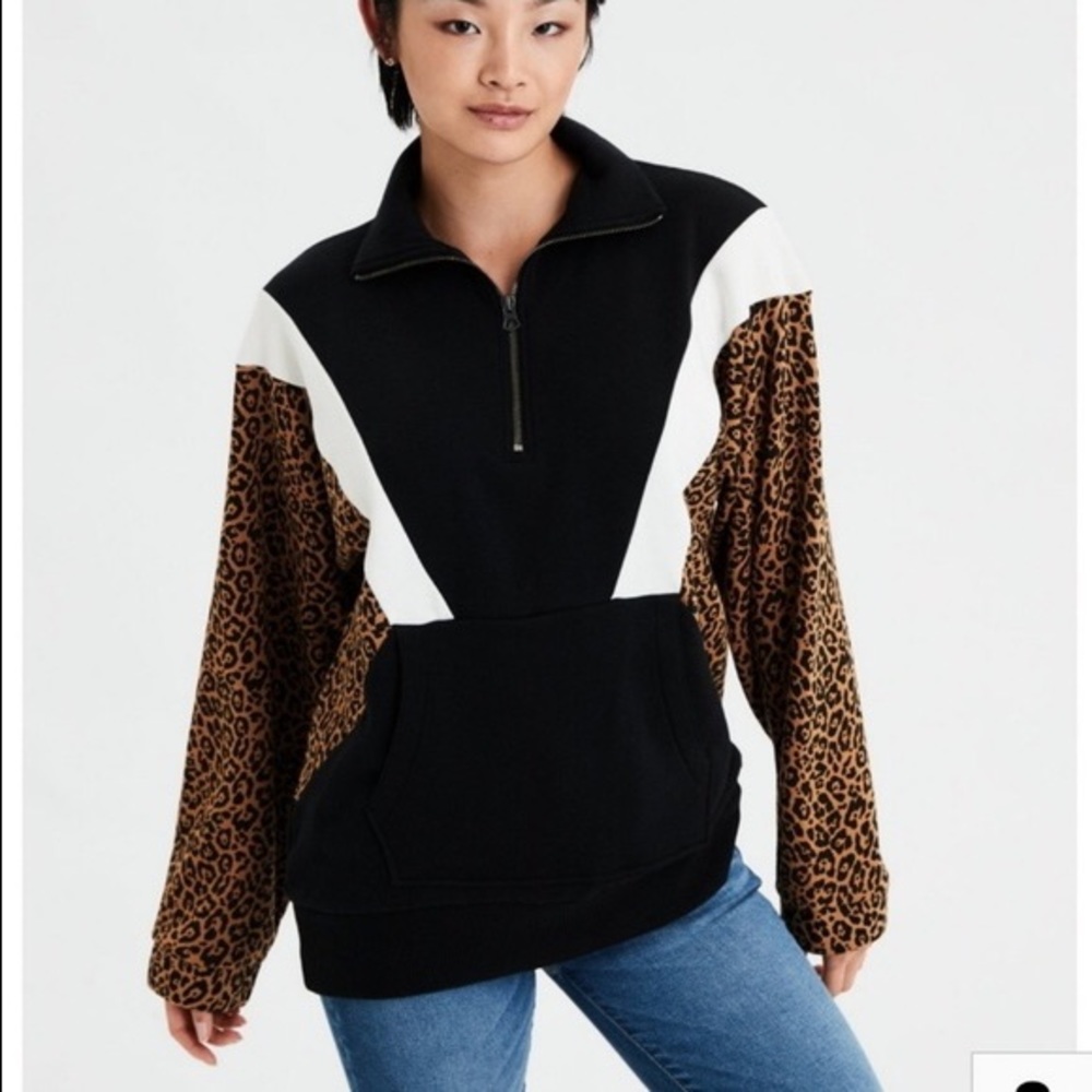 AE Colorblock Leopard Sweatshirt